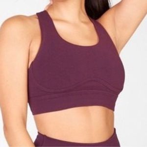 Fabletics Set - Long Line Sports Bra + High-Waisted Paneled Leggings - Burgundy